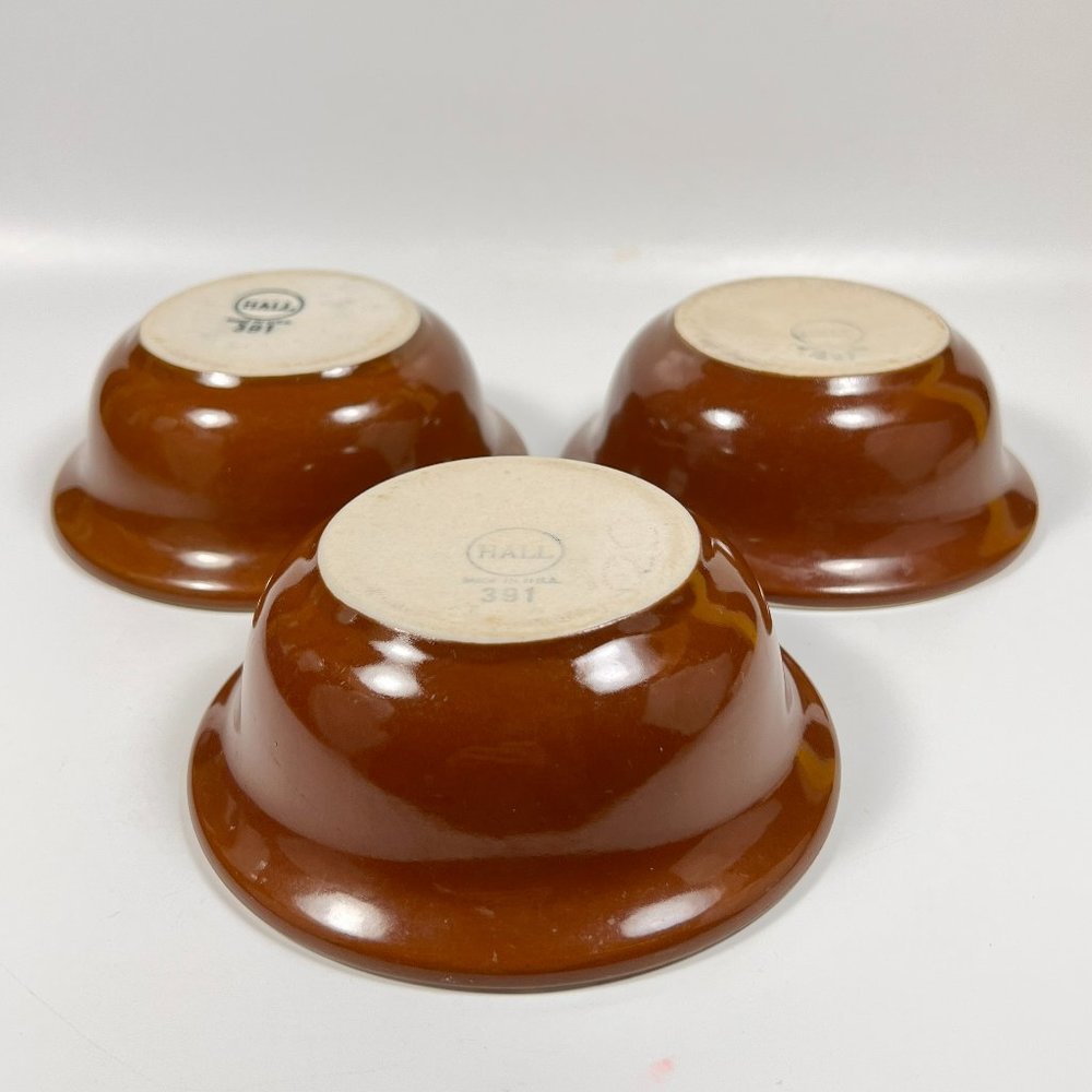 Vtg Hall China USA Ceramic Restaurant Ware Dessert Bowl 391 Lot of 3 - Picture 4 of 9